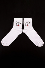 Einfarbige weiße hohe Socken aus Baumwolle mit Muster Without 8042621 Foto №2