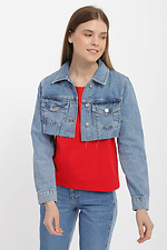 Женская короткая джинсовая куртка болеро с длинными рукавами  4014622 фото №1