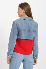 Женская короткая джинсовая куртка болеро с длинными рукавами  4014622 фото №3