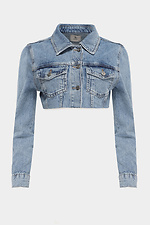 Женская короткая джинсовая куртка болеро с длинными рукавами  4014622 фото №6