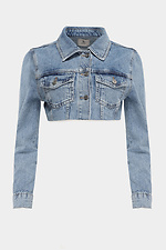 Kurze Bolero-Jeansjacke für Damen mit langen Ärmeln 4014622 Foto №6