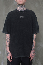 Men's Washed Oversized Calomity Print T-Shirt Black Without 8049622 photo №3
