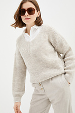 Beżowy sweter z dzianiny z domieszką wełny  4037623 zdjęcie №1