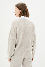 Beżowy sweter z dzianiny z domieszką wełny  4037623 zdjęcie №3