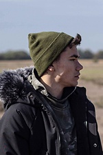 Warm knitted hat with green patch Custom Wear 8025623 photo №5