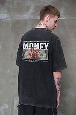Men's Washed Oversized Talk Black Print T-Shirt Without 8049624 photo №1