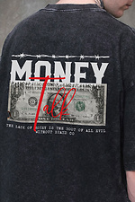 Men's Washed Oversized Talk Black Print T-Shirt Without 8049624 photo №2