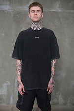 Men's Washed Oversized Talk Black Print T-Shirt Without 8049624 photo №4