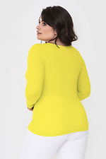 Трикотажный лонгслив NIKKI лимонного цвета с длинными рукавами и круглой горловиной Garne 3040625 фото №3