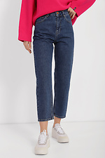 Высокие женские джинсы прямого кроя укороченные  4014625 фото №1
