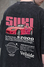 Men's Washed Oversized T-Shirt With Suki Print Black Without 8049626 photo №2
