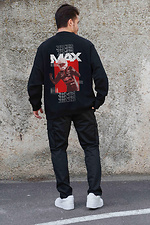 Мужской Утепленный Оверсайз Свитшот На Флисе С Принтом Max Black Without 8055626 фото №2
