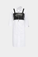 Комплект SINDI из хлопкового белого платья-рубашки и черного кожаного корсета Garne 3040628 фото №5