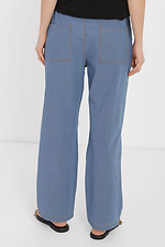 Damskie szerokie spodnie o prostym kroju wykonane z wysokiej jakości bawełny z zakładkami  4014628 zdjęcie №3