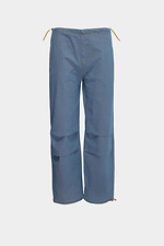 Damskie szerokie spodnie o prostym kroju wykonane z wysokiej jakości bawełny z zakładkami  4014628 zdjęcie №5
