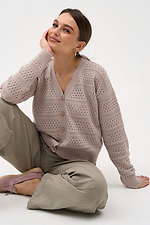 Beige Strickjacke für Damen  4038628 Foto №5