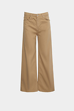 Bawełniane jeansy z wysokim stanem i szerokimi nogawkami w piaskowym kolorze  4014629 zdjęcie №5