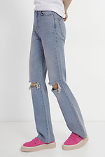Жіночі джинси високої посадки з рваними колінами  4014630 фото №1
