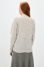 Beżowy sweter z dzianiny wełnianej ze wzorem warkocza  4037630 zdjęcie №3