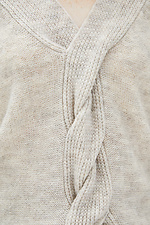 Beigefarbener Strickpullover aus Wollmischung mit Zopfmuster  4037630 Foto №4