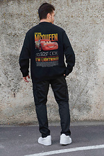 Мужской Утепленный Оверсайз Свитшот На Флисе С Принтом Mcqueen Black Without 8055630 фото №2