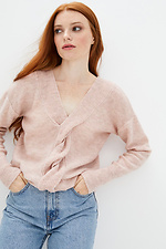 Różowy sweter z dzianiny z domieszką wełny ze wzorem warkocza  4037631 zdjęcie №1