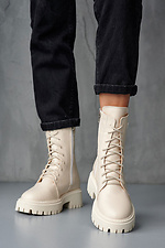 Demi-season women's boots made of light genuine leather with laces  8019631 photo №2