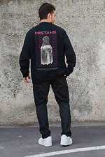 Мужской Утепленный Оверсайз Свитшот На Флисе С Принтом Mistake Black Without 8055632 фото №2
