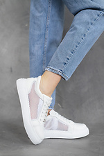 White leather mesh sneakers  8018633 photo №1
