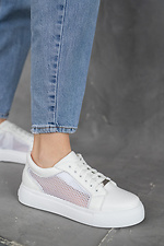 White leather mesh sneakers  8018633 photo №7