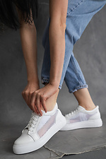 White leather mesh sneakers  8018633 photo №11