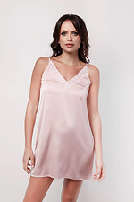 Pink satin nightie slip short with lace L'amore 4026634 photo №1