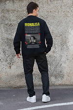 Мужской Утепленный Оверсайз Свитшот На Флисе С Принтом Monalisa Black Without 8055634 фото №2