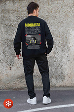 Isoliertes Herren-Sweatshirt aus Fleece in Übergröße mit Monalisa-Aufdruck Schwarz Without 8055634 Foto №2