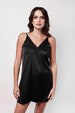Black satin nightie slip short with lace L'amore 4026636 photo №1