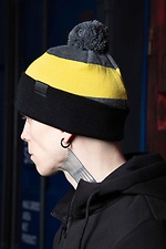 Полушерстяная зимняя шапка с помпоном и отворотом Custom Wear 8025636 фото №2
