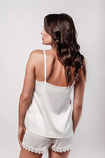 White silk pajamas for the summer with shorts and a tank top L'amore 4026637 photo №2