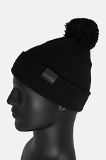 Черная зимняя шапка с помпоном и отворотом Custom Wear 8025638 фото №3