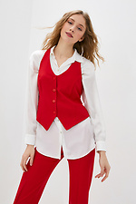 Красный деловой костюм двойка: брюки с разрезами, короткий жилет Garne 3033639 фото №2