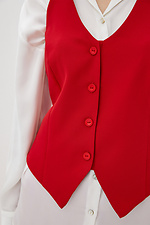 Roter Business-Anzug zwei: Hose mit Schlitzen, kurze Weste Garne 3033639 Foto №4