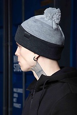 Полушерстяная зимняя шапка с помпоном и отворотом Custom Wear 8025639 фото №2