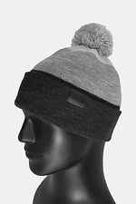 Полушерстяная зимняя шапка с помпоном и отворотом Custom Wear 8025639 фото №3