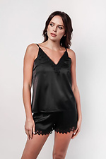 Black silk pajamas for the summer with shorts and a tank top L'amore 4026640 photo №1