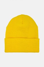 Полушерстяная зимняя шапка желтого цвета с отворотом Custom Wear 8025640 фото №4
