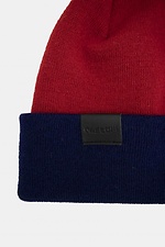 Red winter hat with pompom and lapel Custom Wear 8025642 photo №4
