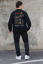Мужской Утепленный Оверсайз Свитшот На Флисе С Принтом Redbull Black Without 8055642 фото №2