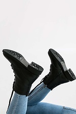 Демисезонные кожаные ботинки черного цвета на шнурках 4205643 фото №3