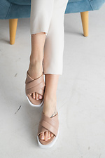 Beige puffy leather open-toe sandals with platform  8018643 photo №3