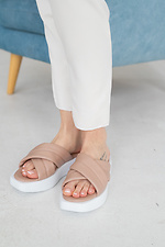 Beige puffy leather open-toe sandals with platform  8018643 photo №8