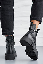 Demi-season women's boots made of black genuine leather with a buckle  8019643 photo №4
